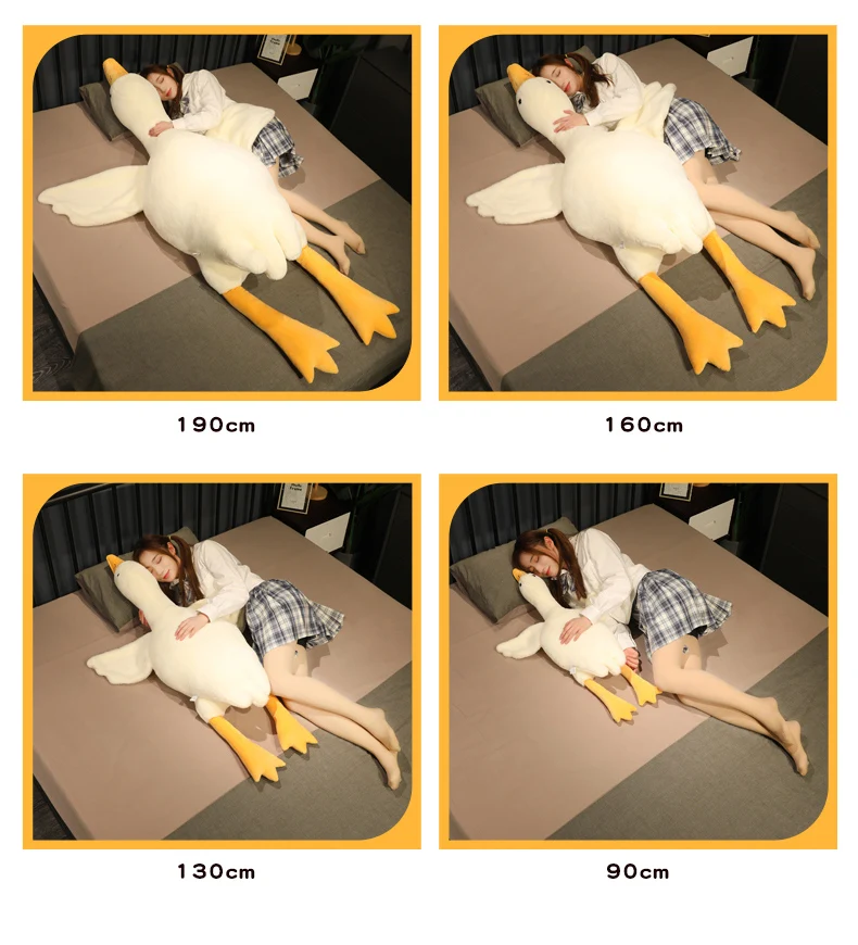 50-190cm große gelbe Umarmung Stofftier Ente Kawaii Riesen gans Plüsch tier Schlaf kissen große weiche Puppe Party Geschenk für Kinder – Detail 10