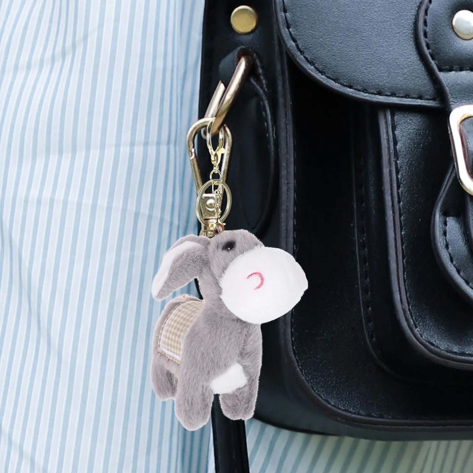 Keychain Donkey Plush Pendants Animal Charms Keychains Purse Hanging Ornaments Grey Bag Decor Lovely