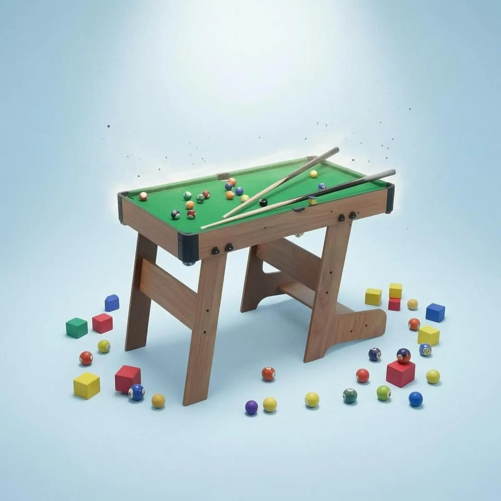 Mini Pool Table Game for Kids with Wooden Frame and Corner Pockets Perfect for Family Fun Time