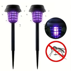 2pcs Outdoor Yard Solar Mosquito Killer Lamp IP65 trappola per zanzare impermeabile Shock elettrico lampada repellente per zanzare per uccidere gli insetti