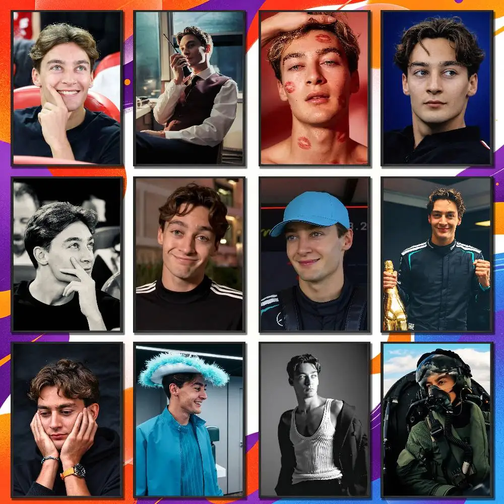 For George Russell Poster Cover Sticker Paper Home Decor Custom Self-adhesive Souvenirs Playbill