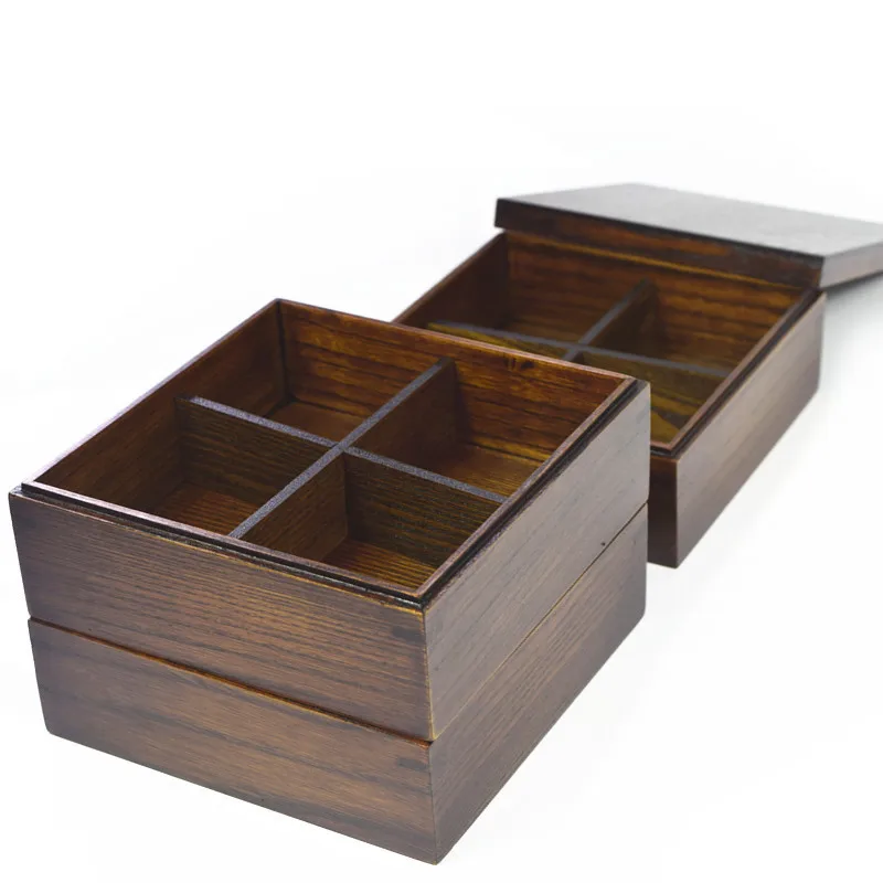 Three-layer Wooden Lunch Box Japanese Bento Box Solid Wood Frame Snack Box Sushi Storage Lunch Box Bento Box