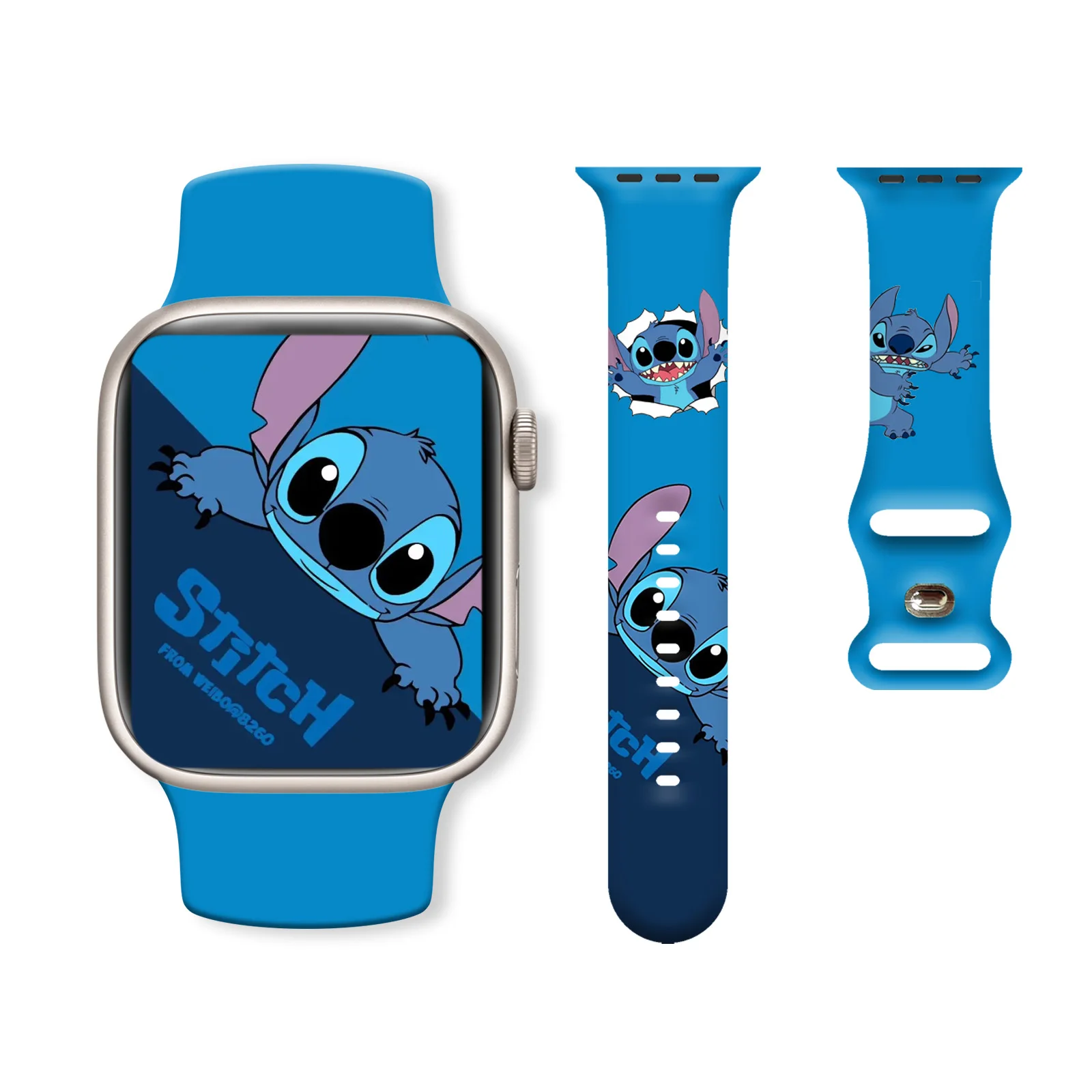 

Disney Adorable Clumsy Stitch Print Strap for Apple Watch 11/10/9/8/SE, Soft Replacement Waterproof Silicone Band 45mm/44mm/42mm