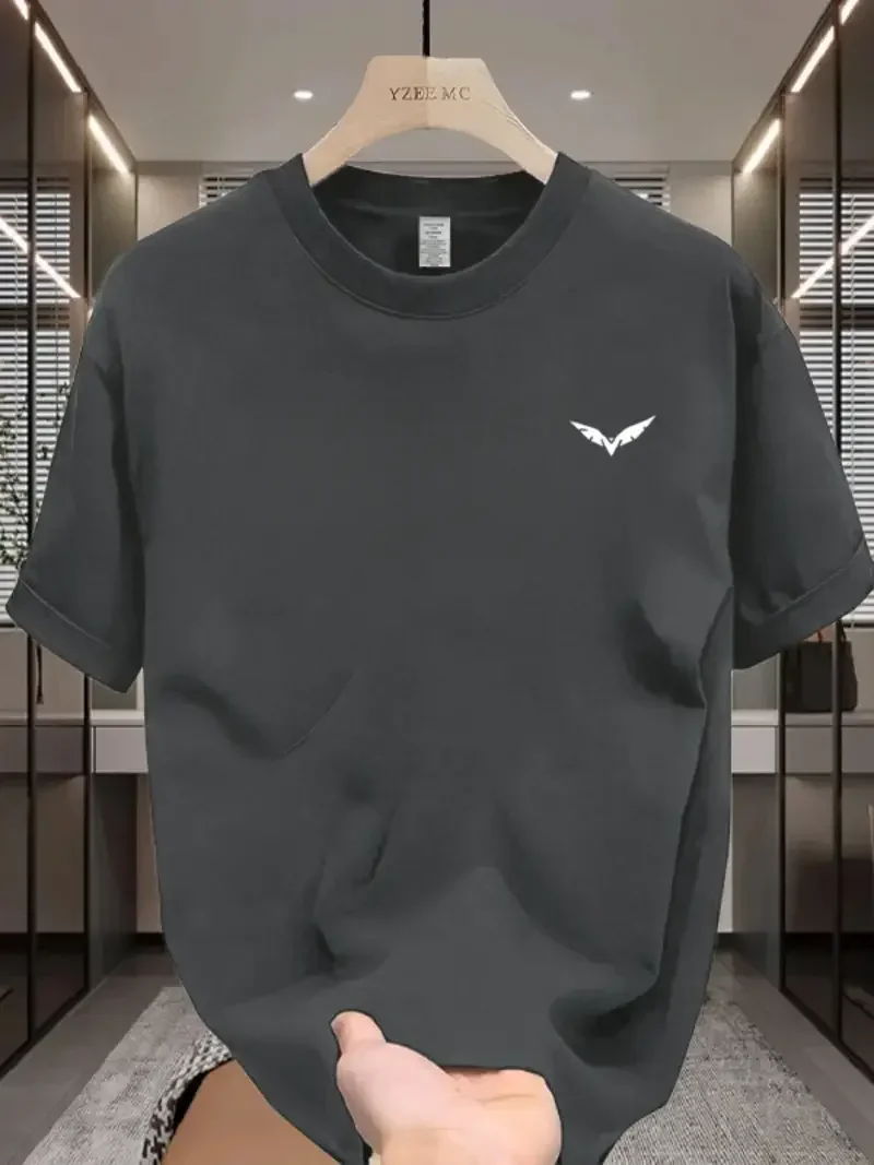 T-shirt décontracté à motif d'ailes imprimé pour hommes, à manches courtes, col rond, pour la salle de sport, avec un design humoristique, adapté au sport