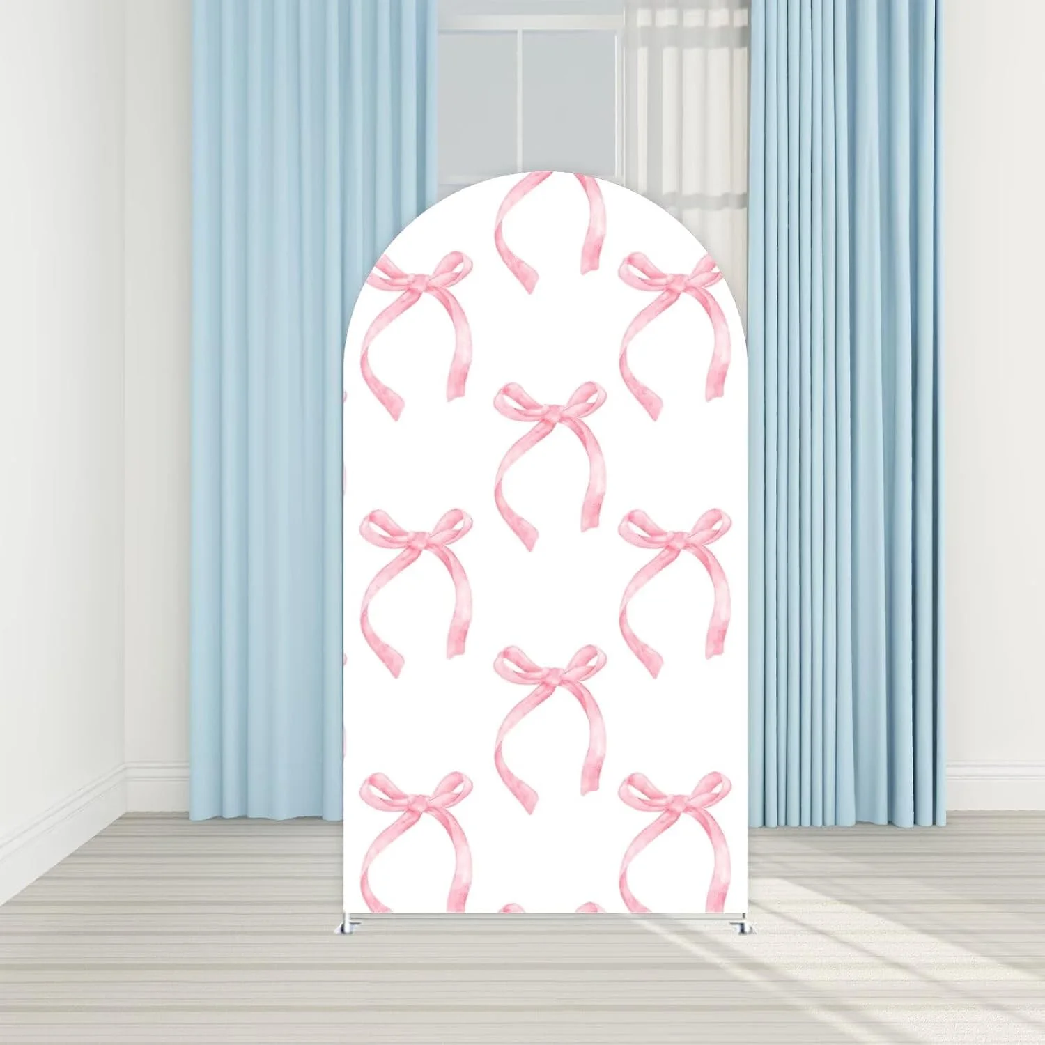 

Розовый фон с бантом и цветочным принтом, чехол для арочных подставок Toile De Jouy, чехлы для сладкого свадебного душа 16, вечерние украшения для девочек