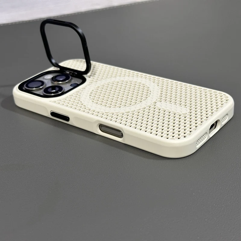 

Чехол для телефона Magsafe с полой сеткой и охлаждением для iPhone 16 pro max 15 Pro 14 13 12, держатель для объектива из матового сплава, чехол для ПК с беспроводной зарядкой
