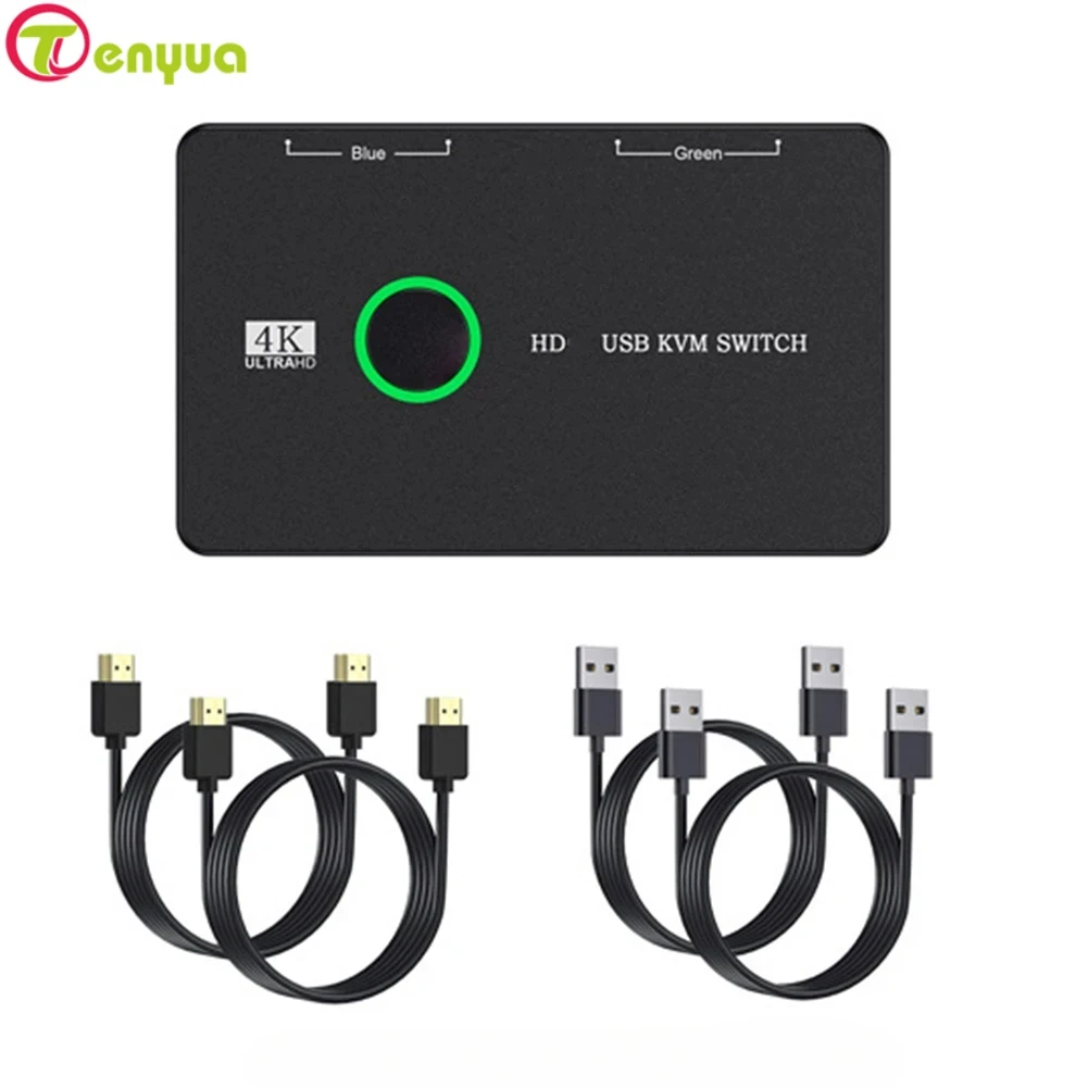 

Video Switcher Keyboard Mouse Printer KVM Shared Controller Plug and Play USB KVM Selector Display Equipment for 2 PC Sharing
