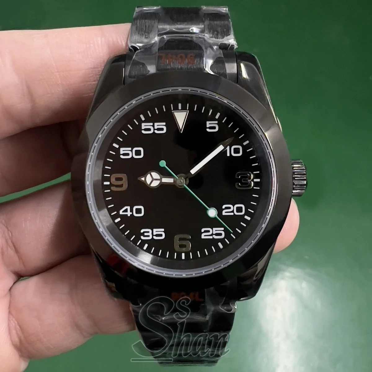 

Часы с черным PVD-покрытием 36 мм/39 мм, сапфировое стекло, серебристый циферблат с индексами 3/6/9 и стрелками, механизм NH35A PT5000 Miyota, модные мужские модифицированные часы.