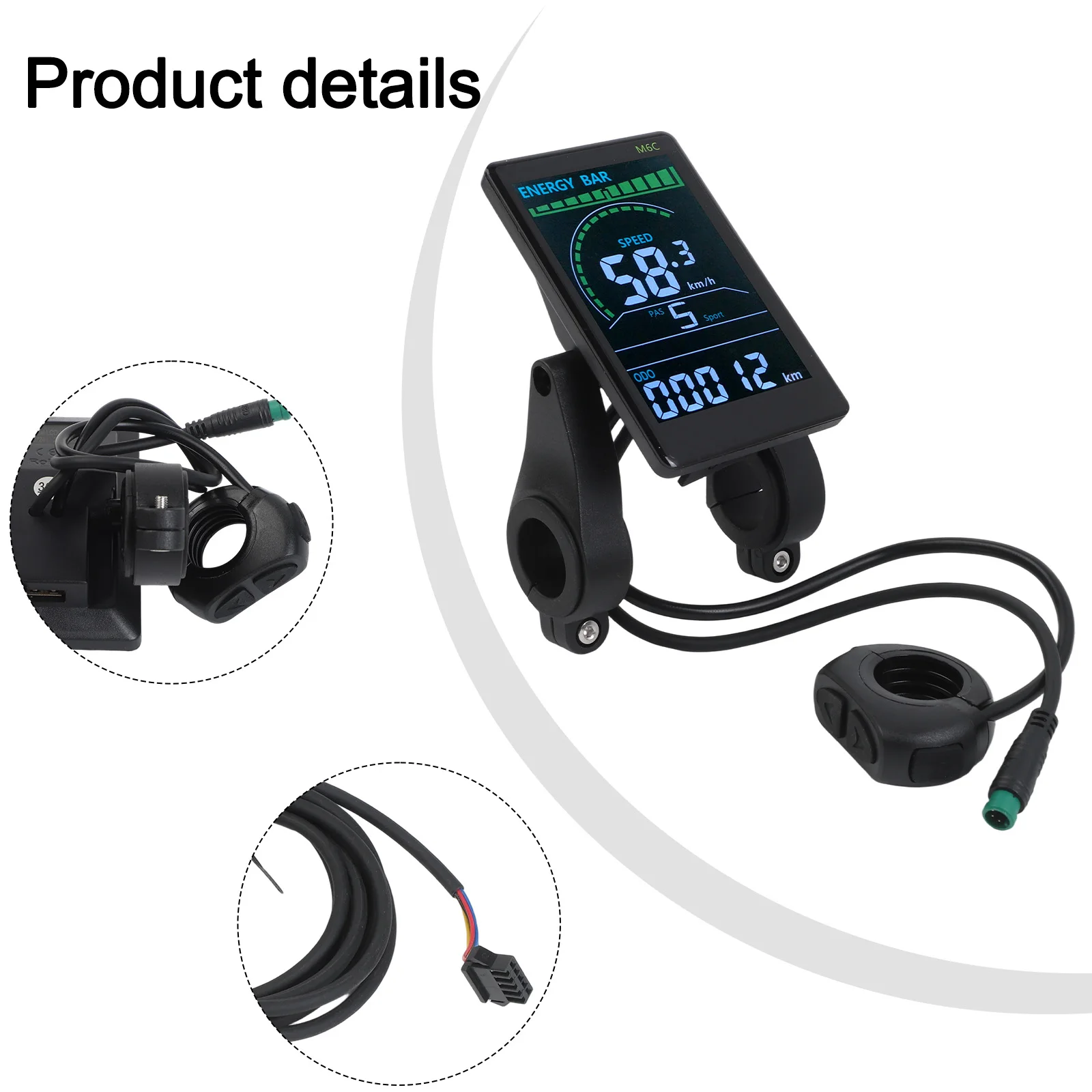 

Электрический велосипед, большой цветной экран, TFT-дисплей M6C для скутера Ebike, велосипедный спидометр, поддержка мощности, 3,6-дюймовый TFT ЖК-дисплей