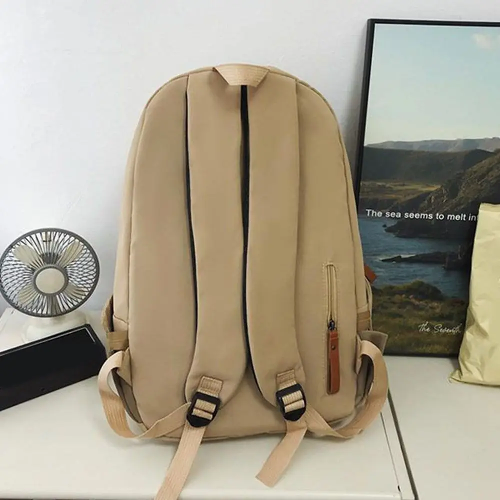 Fashion Canvas College Backpack Large Capacity Waterproof Travel Backpack Solid Color Computer Bag High School Students