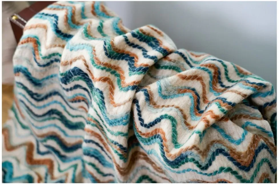 1 Meter Wave Pattern Woven Jacquard Fabric Tote Bag Curtain Luggage Bag Decorative Sewing Fabric