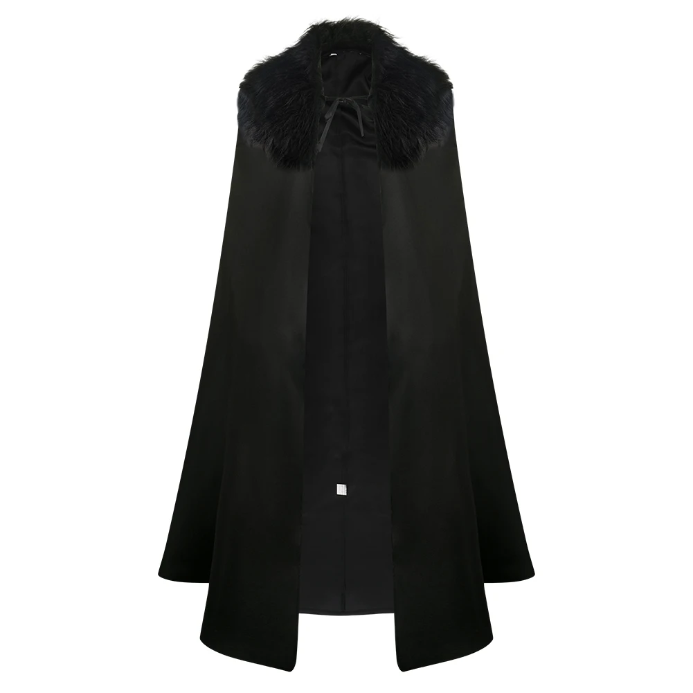 Men Night Watchman Cosplay Black Woolen Cape Top Pants Costume Cloak Outfits Halloween Carnival Party Roleplay Suit