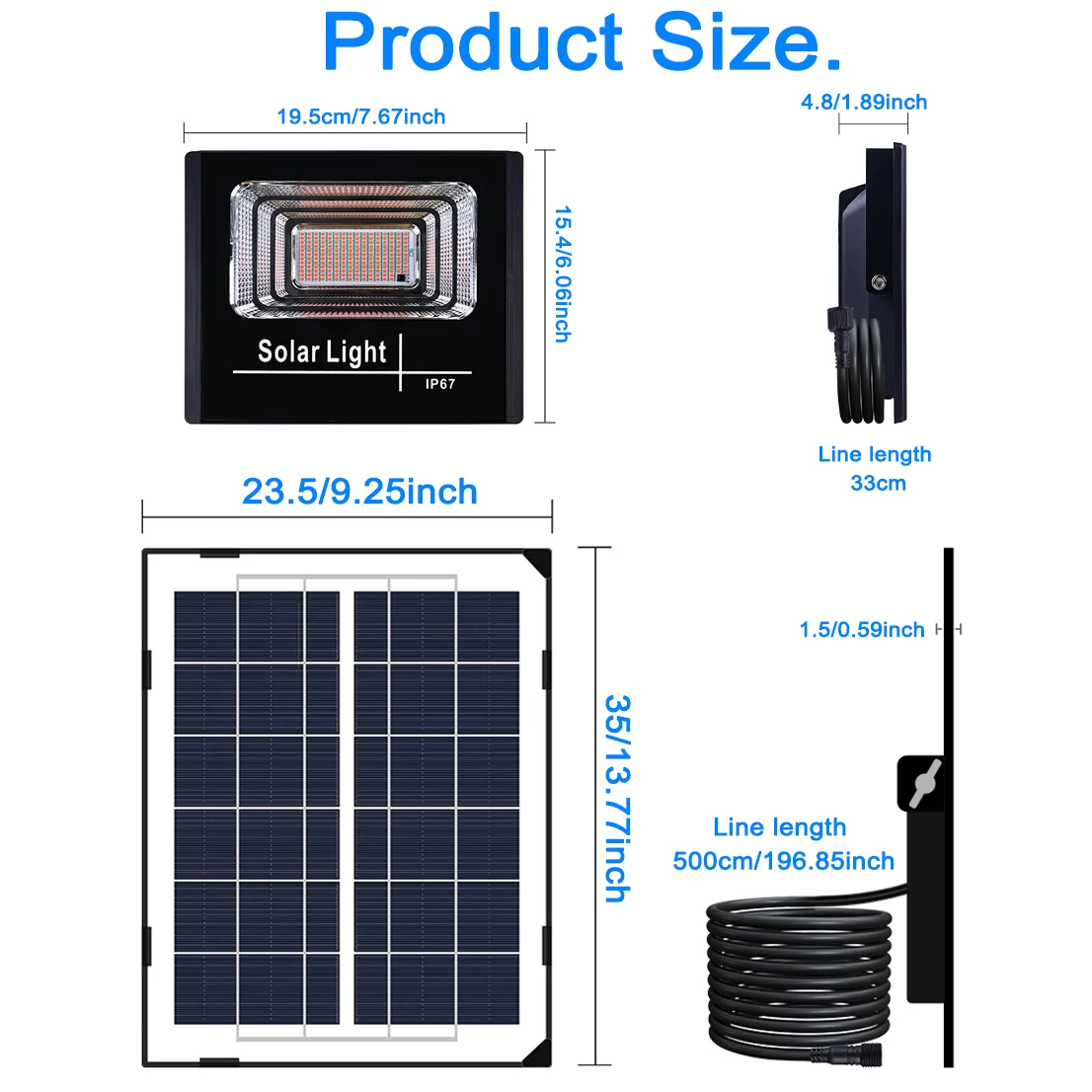 Full Spectrum LED Grow Light Waterproof Phytolamp Solar Floodlight Plant Lamp with Remote for Greenhouse Hydroponic Seeding