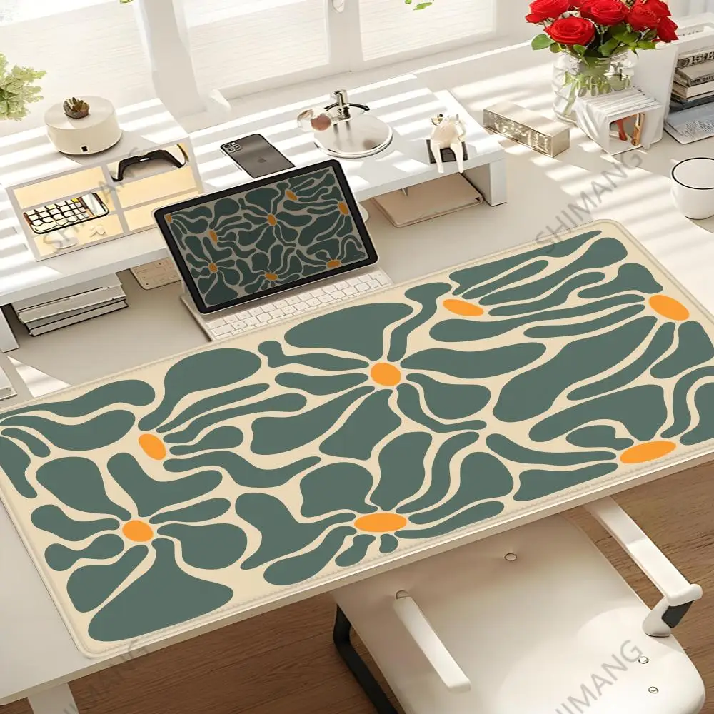 لوحة ماوس كمبيوتر كبيرة مقاس 90 × 40 باللون الوردي مجردة على شكل زهرة مكتب حصيرة هدية لمشغل الألعاب ملحقات سطح المكتب لوحة حماية لوحة المفاتيح #2