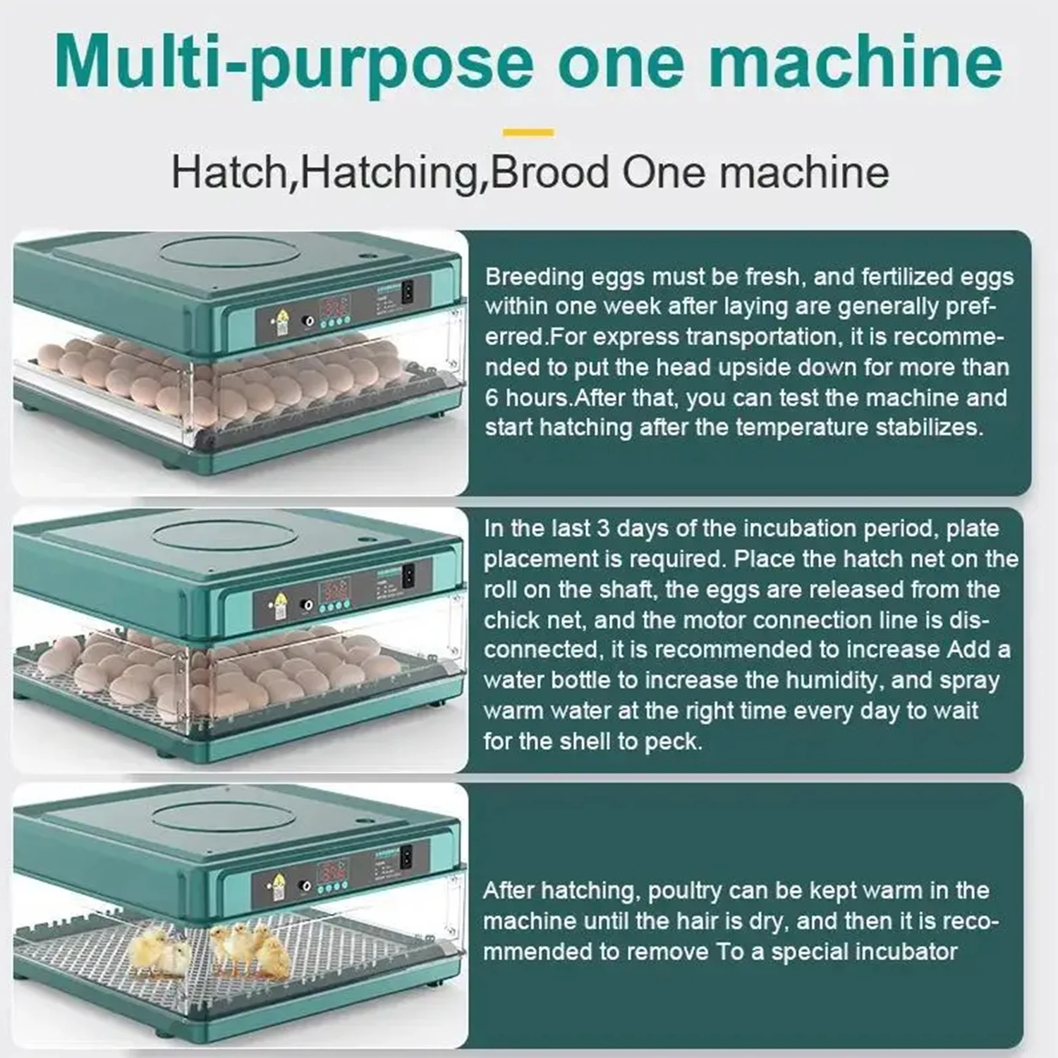 6/12 Egg Incubator with Drawer Mini Egg Incubator with Automatic Water Ionized Water Bed Replenishment and Temperature Control