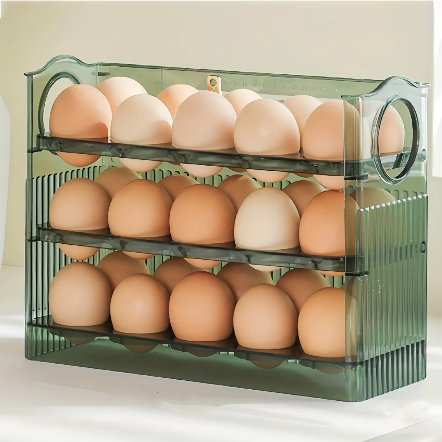 

Large-Capacity Egg Refrigerator Box - Multi-Layered, Anti-Fall, and Timed Egg Tray with Durable Plastic for Efficient Egg Orga