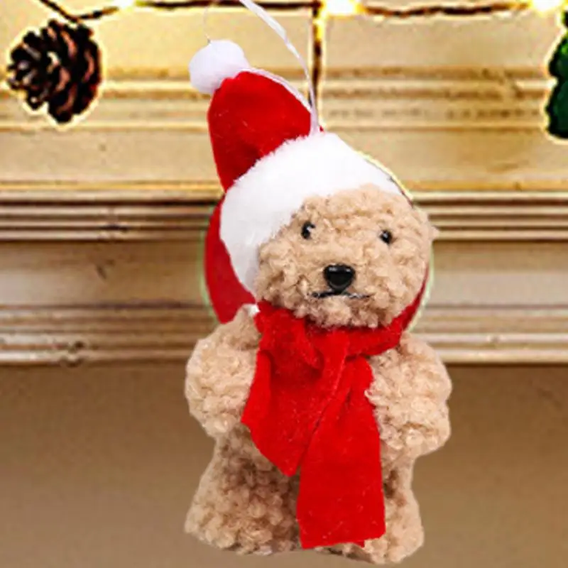 Oso de peluche de Navidad para niños, muñeco suave de oso pequeño, adornos de árbol de navidad, regalos de fiesta