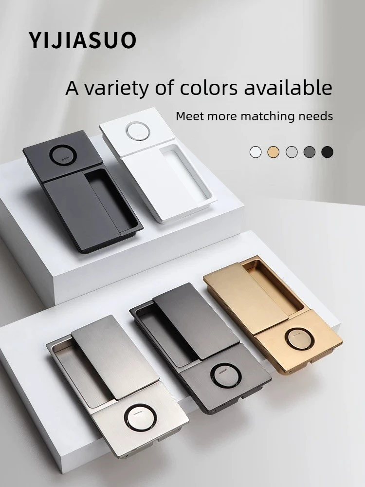 Handleless Pocket Door Lock, Recessed Sliding Door Hook Lock for Wooden Room Door, Hidden Bathroom Latch