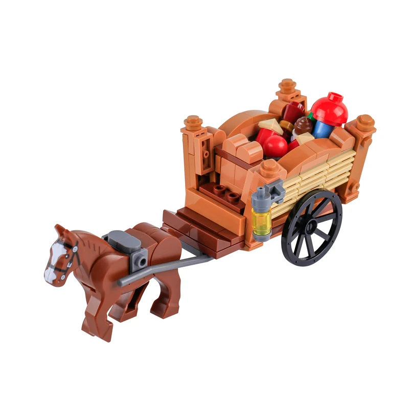 Wolf Knight Warrior Bausteine – Mittelalterliches Burg-Pferdesoldaten-Spielzeug mit Schwert, Axt, Bogen, Schild und Umhang für Jungen