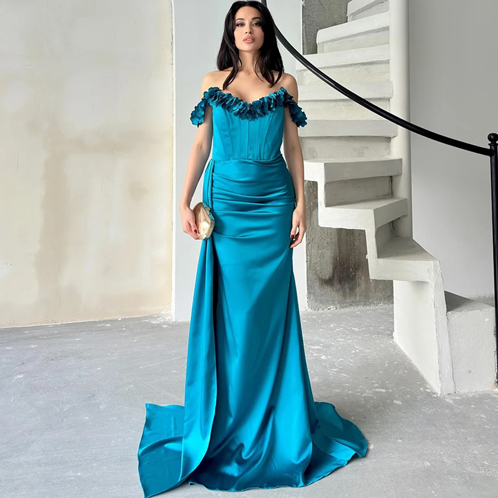 فستان سهرة كلاسيكي بحورية البحر من الساتان مخصص، فساتين بسيطة لحفلات العودة للوطن، بأربطة من الخلف، فساتين مناسبة خاصة