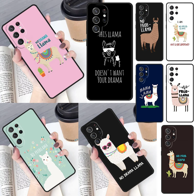 No Drama Llama No Prob-llama Alpaca Cover For Samsung Galaxy S23 Ultra S22 S20 S21 FE S8 S9 S10 Plus Note 10 20 Ultra phone Case