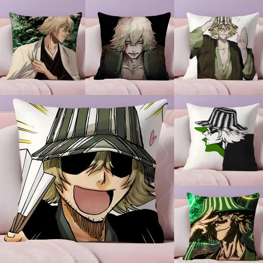 Epc B-BLEACH Kisuke U-Urahara Cushion Cover Plush Fabric Soft Double-Sided Printed Sofa Warm Winter Home Gift Pillow Cover