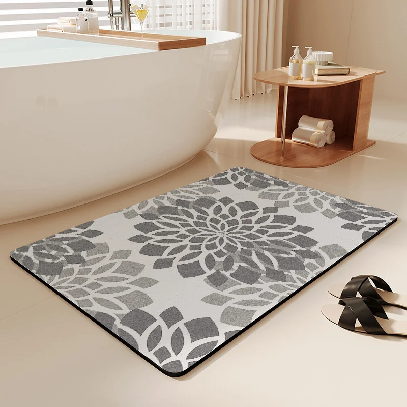 VIKAMA ニュートラルグレーロータスマンダラ珪藻土バスマ - Quick Dry Diatomite Bath Mat のレビューと価格