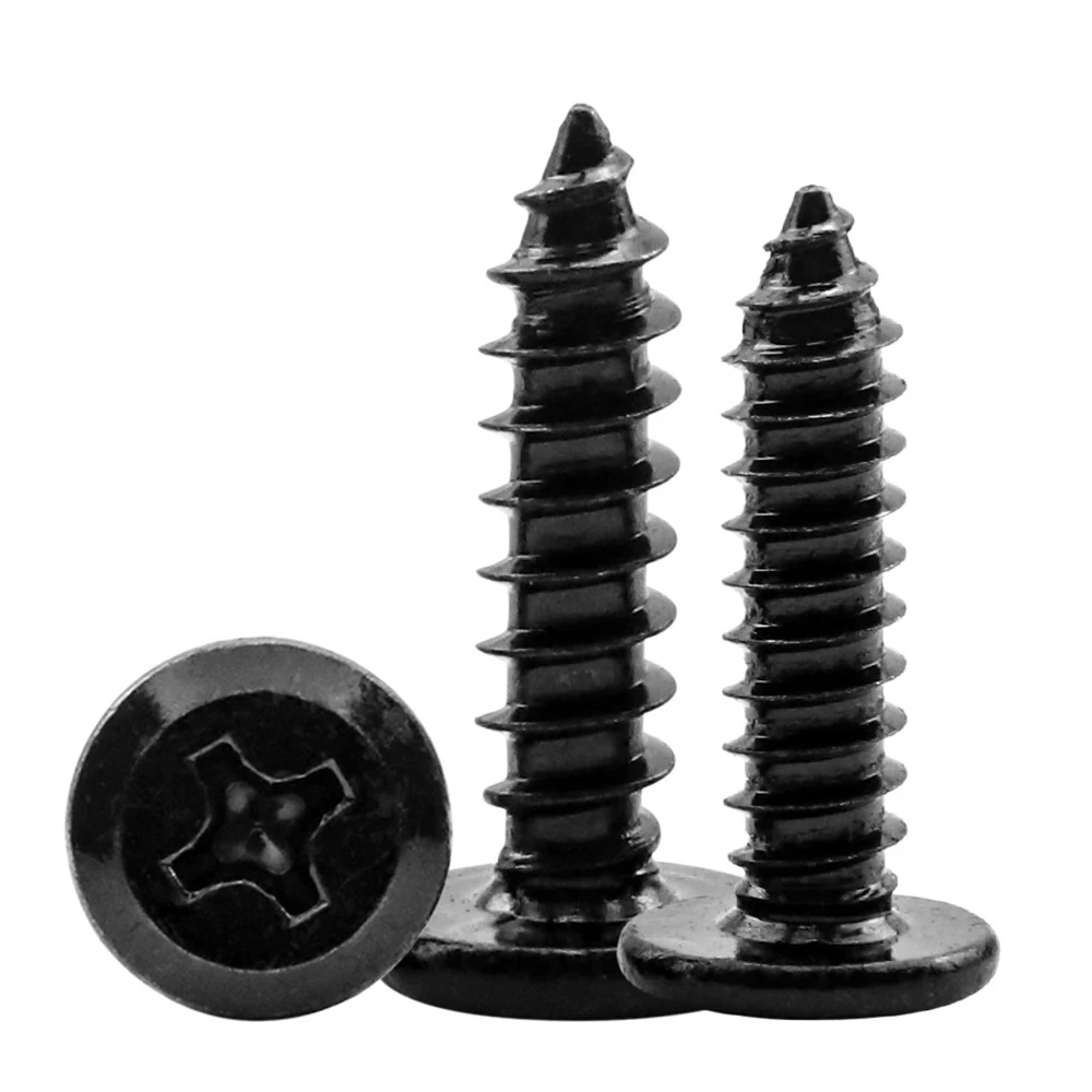 Phillips Chamfering falt round head Screws Black Carbon Steel M4 M5 Chamfered Countersunk Screws for Furniture Binding Machinery