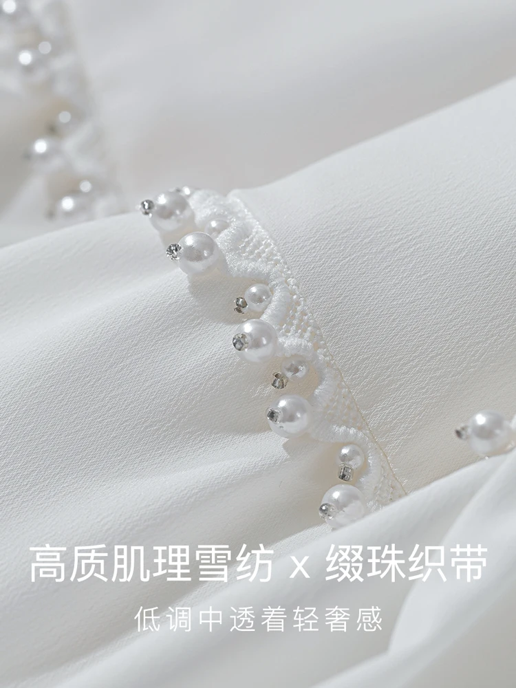 AMII فساتين نسائية 2025 خريف جديد فضفاض أنيق ملابس السيدات كم طويل عادية ألف خط الشيفون الدانتيل متابعة فساتين طويلة12553053