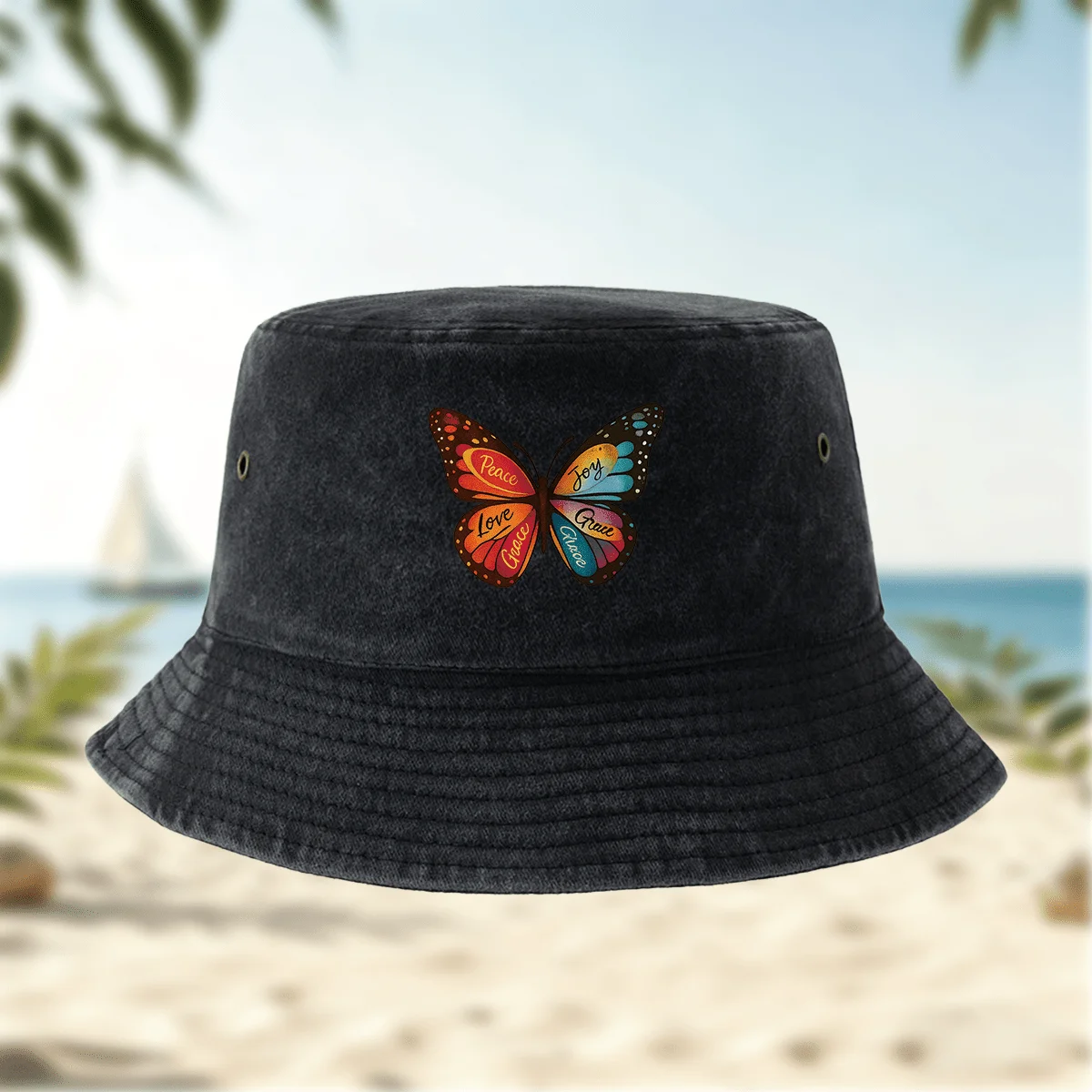 A High-quality Printed Butterfly Pattern Bucket Hat, Casual Hat, Fishing Hat, All-season Versatile Bucket Hat, Hip-hop Hat, Base