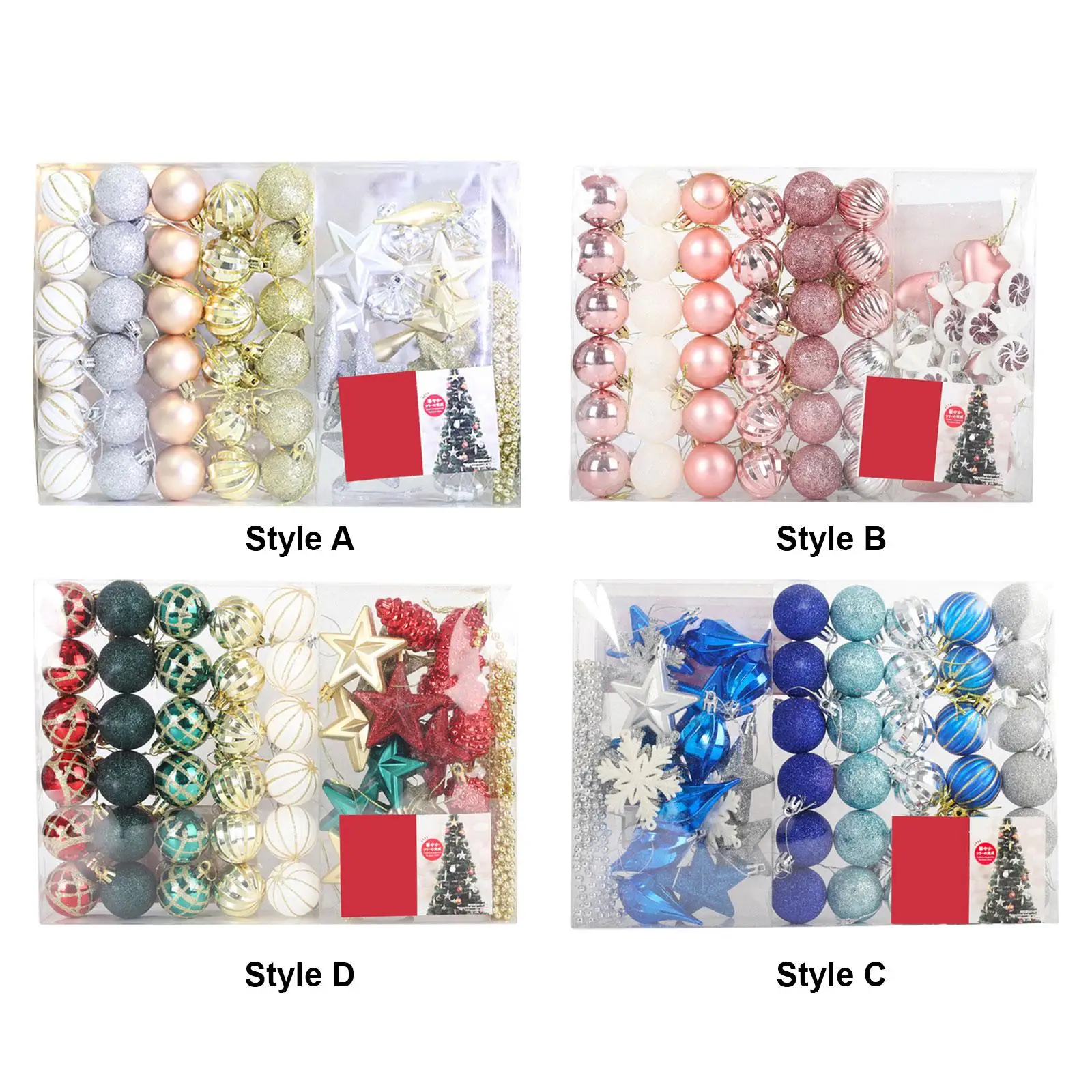 53Pcs Christmas Ball Ornaments Decorative Xmas Balls Baubles, Christmas Tree Hanging Decorations for Home Wreath Indoor Party