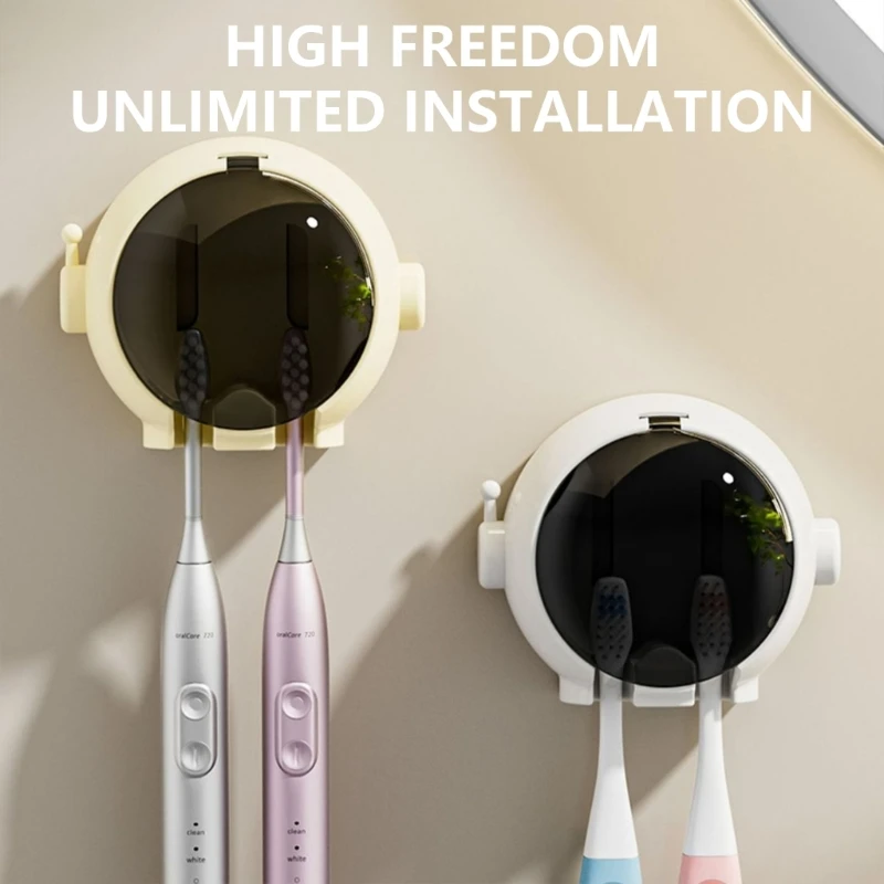 3pcs Space Themed Bathroom Toothbrush Organizes Easy Installation Creative Astronaut designs Toothbrush Holders for Household