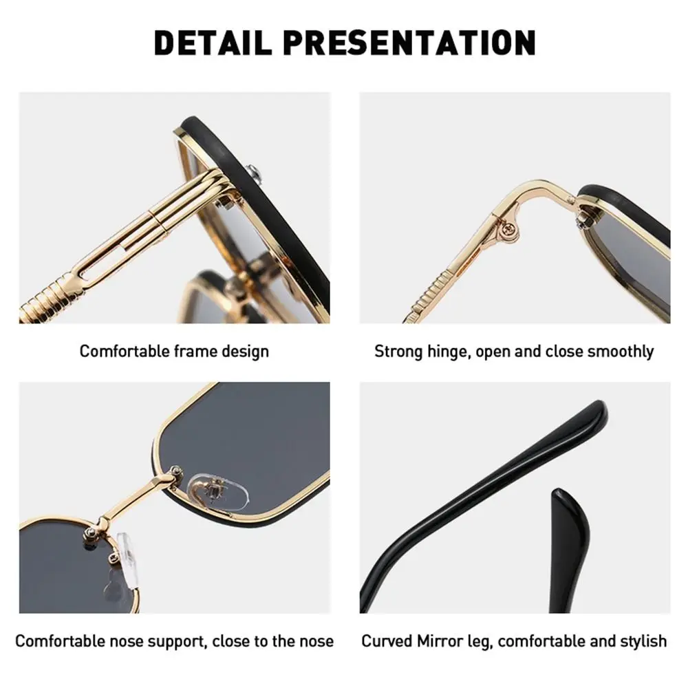 Square Rectangle Sunglasses Trendy Rimless UV400 Protection Retro Shades Colorful Small Sun Glasses for Women & Men