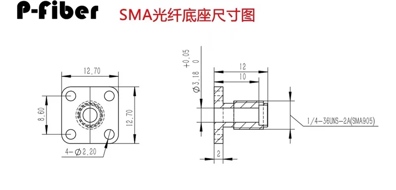 SMA905 optical fiber socket SMA connector fiber optic base P-fiber