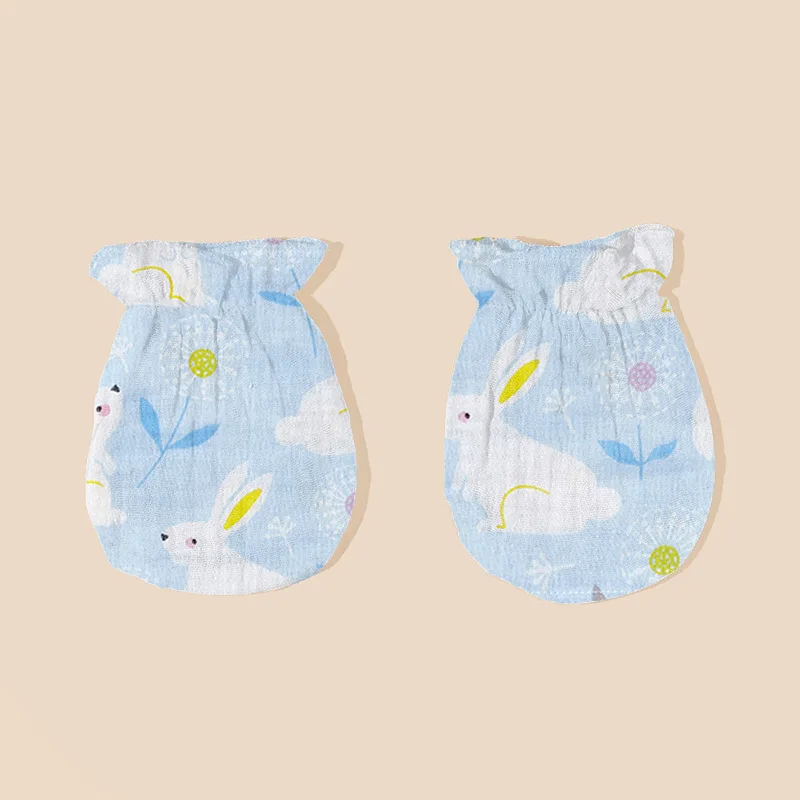 Baby Cotton Mittens 0-6 Months Newborn Anti Scratch Face Breathable Gloves for Infant Newborn Rainbow Animals Cartoon Printed
