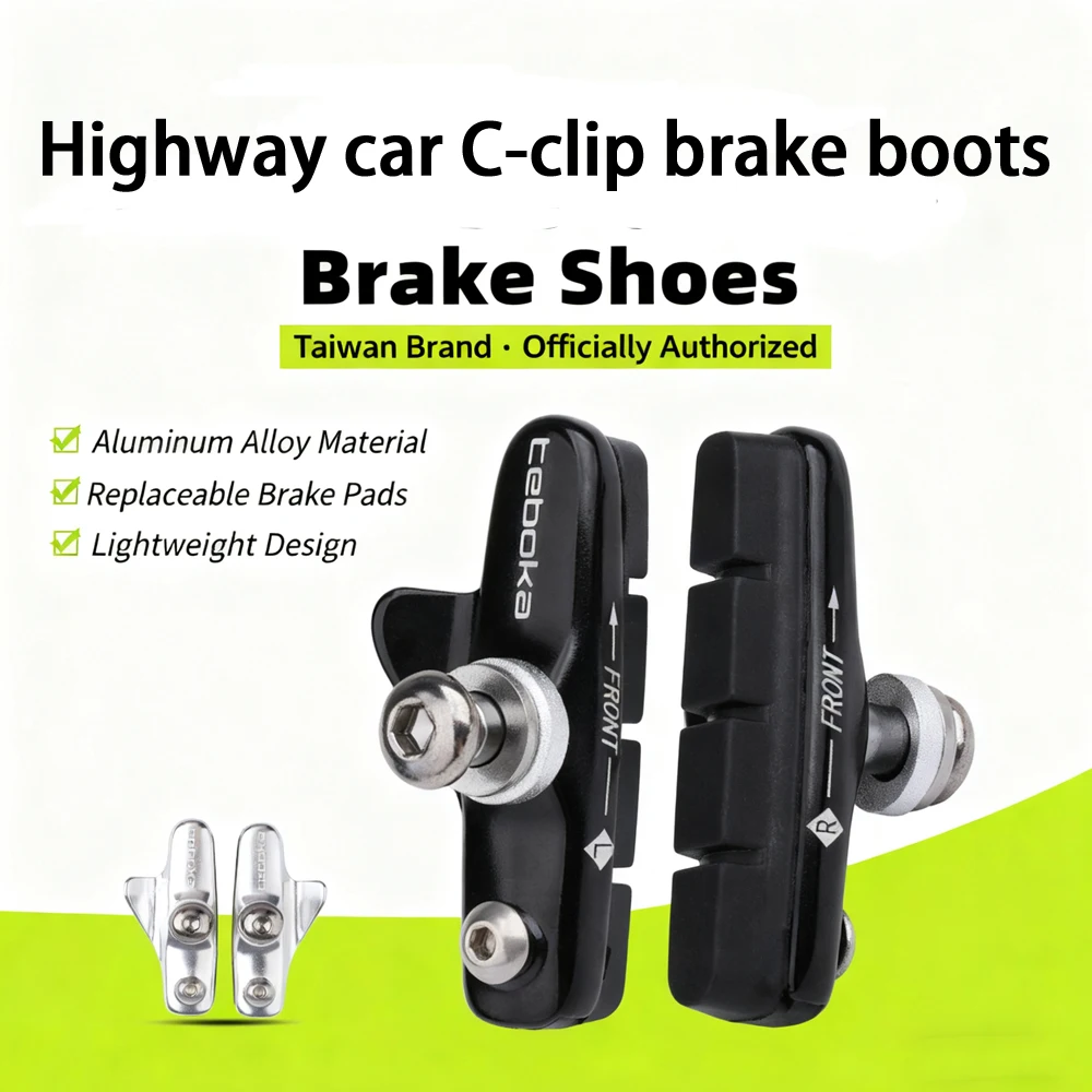 

Road Bike Caliper Brake Blocks for 55mm Metal Rim C Clamp Wheel Friction Pads Replacement Bicycle Alum Shoes W/Inserts Low Noise
