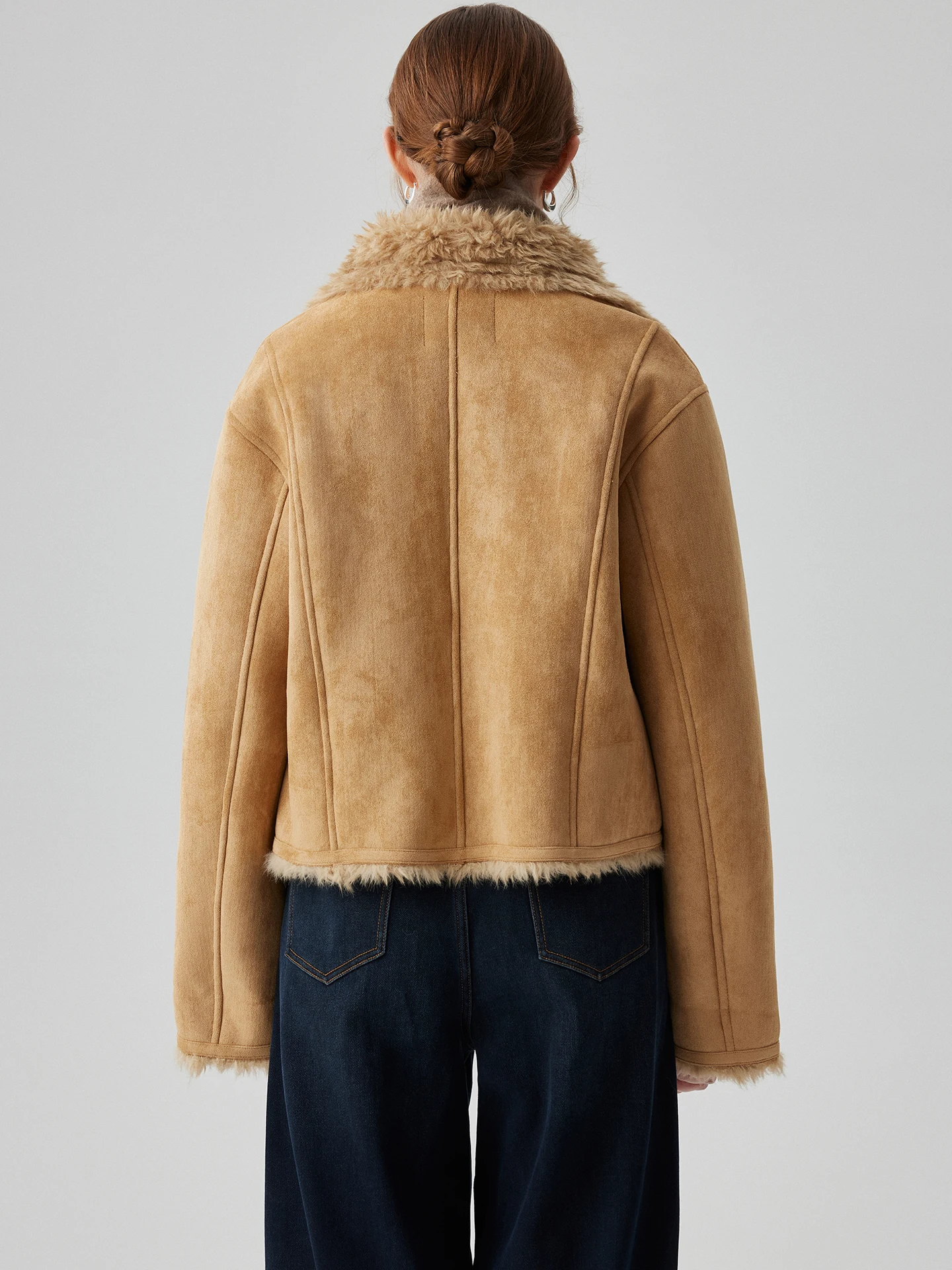 เสื้อโค้ทขนแกะสำหรับผู้หญิง Ele รุ่น Winter Coat n Sle ปกป้องสิ่งแวดล้อม ขนสังเคราะห์ ทรงตรง