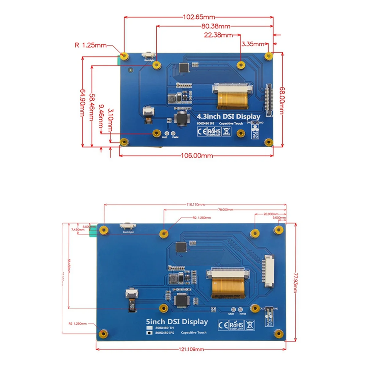 

M86K For 5 Inch IPS Touch Screen, IMIPI Display Monitor Panel Suitable for 3B Boards 5 Inch