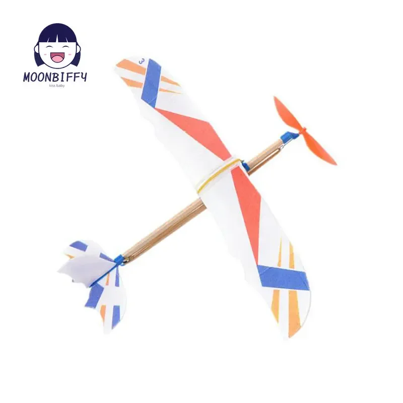 DIY Hand Throw Flying Glider Planes Elastic Rubber Band Powered Flying Airplane Plane Glider Assembly Model Toys For Children