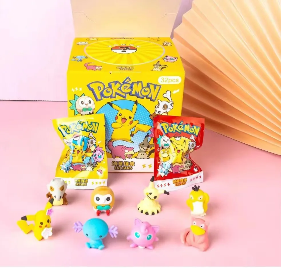 

Anime Pokemon Blind Box Eraser Kawaii Pikachu Action Figure Model Doll Student Stationery Toy For Children's Gifts