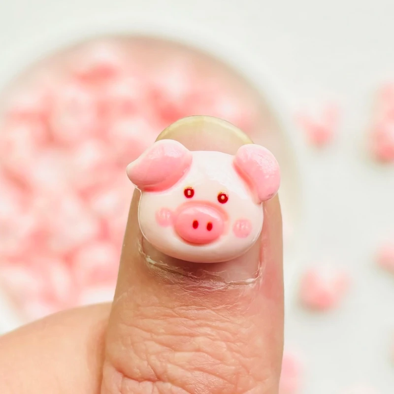 20 Pcs New Kawaii Cartoon Animal Piglet Resin Flat Back Cartoon Scrapbook Figurine DIY Bow Decor Accessories Crafts A69