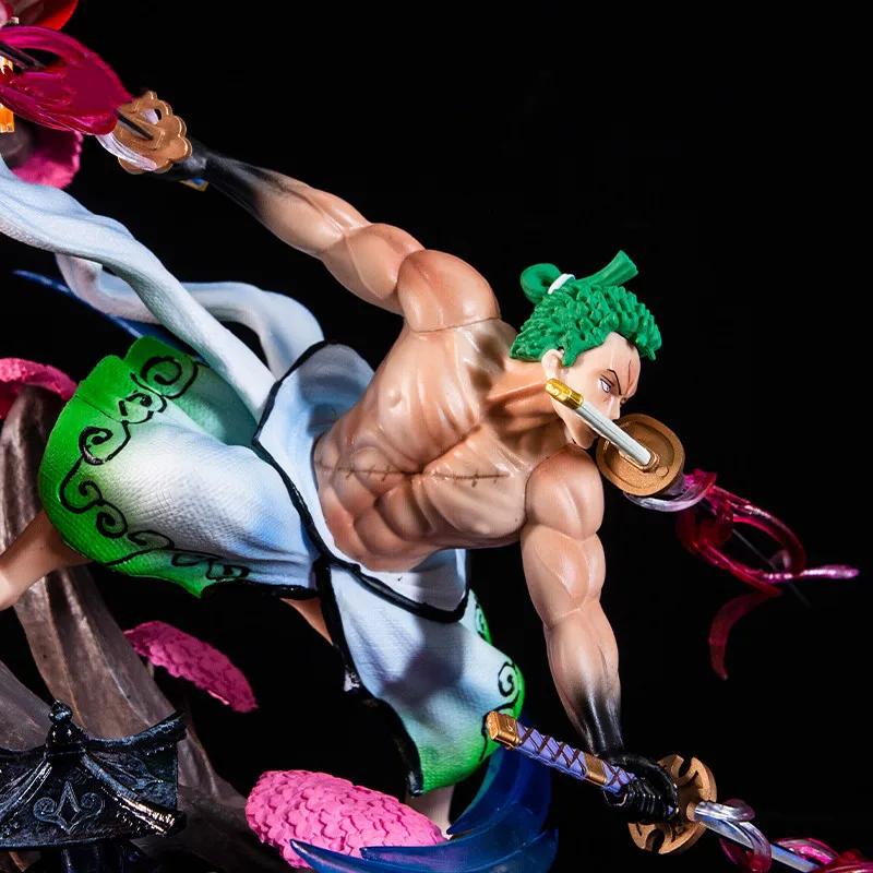 Figura de Anime de una pieza, estatua de Wano Roronoa Zoro 3 Sword Gear 4 Luffy 2 Head Gk 26cm, modelo coleccionable de Pvc, juguetes para niños, regalo