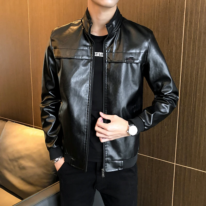 

Мужская кожаная одежда весна-осень 2024, роскошное красивое пальто из искусственной кожи, Мужская модная куртка-карго из мягкой кожи