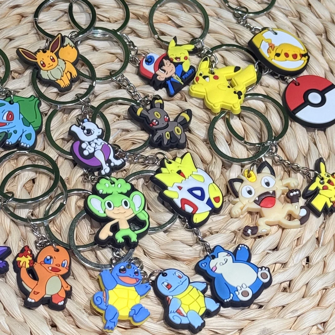 1-18 قطعة الكرتون Miniso بيكاتشو بولي كلوريد الفينيل لينة المفاتيح حلية قلادة لمفتاح التحكم مفتاح فوب القرطاسية المدرسية عطلة الحاضر #5