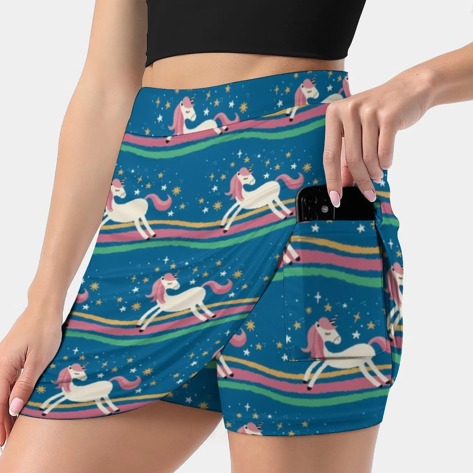 One Of A Kind Women'S Summer Fake Two Piece Skirts Casual Sports Beach Skirt Girl Skorts Unicorn Unicorns Rainbow Cute Kawaii