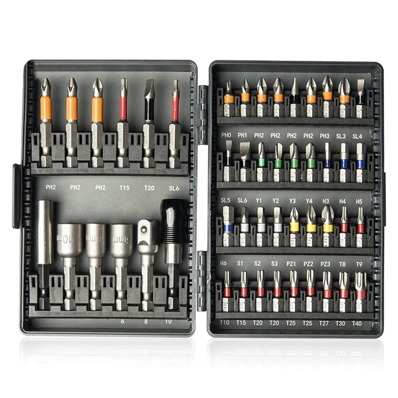 

48 In 1 Magnetic Impact Driver Bit Set 1/4Inch Hex Shank, Impact Torsion Screwdriver Bit Set For Phillips Bits