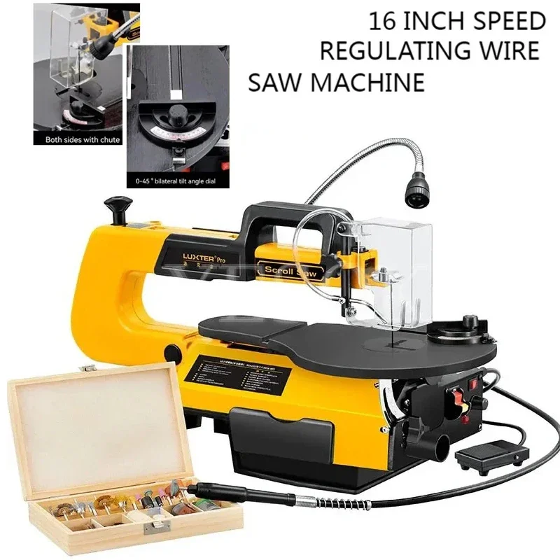 Multifunctional Speed Regulating Wire Saw Machine Woodworking Table Saw Curve Saw LED Lighting DIY Carving And Polishing-16 Inch