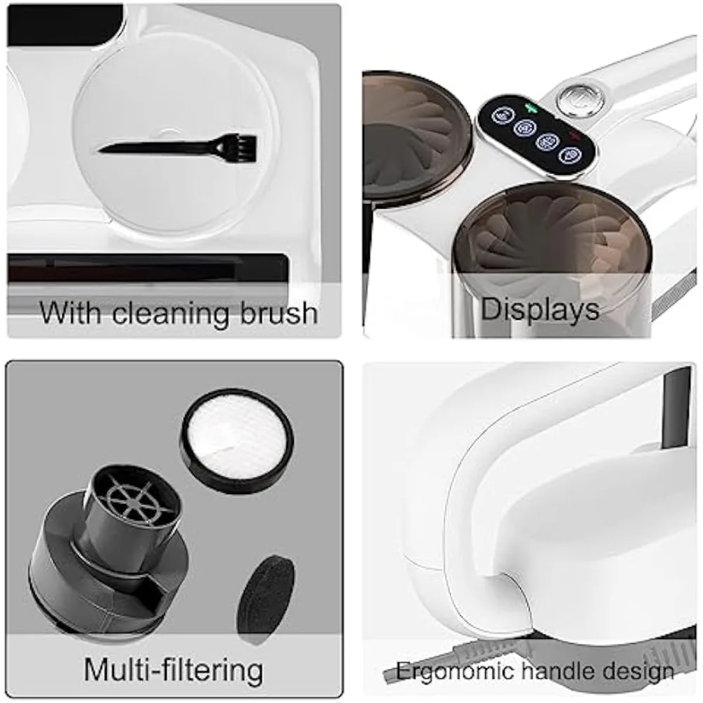 Mattress Vacuum Cleaner with UV & High Heating Tech, 12Kpa Strong Suction Handheld Vacuums of Bed Mattress Sofas, Pet Hair