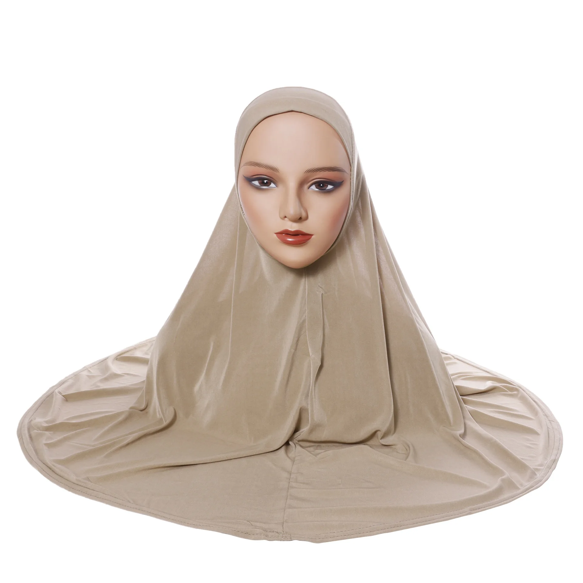 Wear Directly Instant Hijab Muslim Prayer Scarf Turban Women Islamic One Piece Amira Hijab Solid Color Headscarf Wrap Turbante