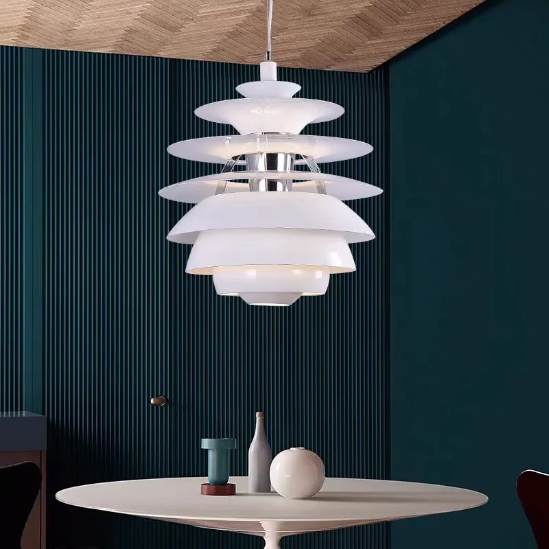 Imagem -03 - Postmodern White Creative Chandelier Tiered Shade Nordic Designer Snowball Pendant Light Pendurado Lâmpada para Sala de Estar Sala de Jantar Quarto